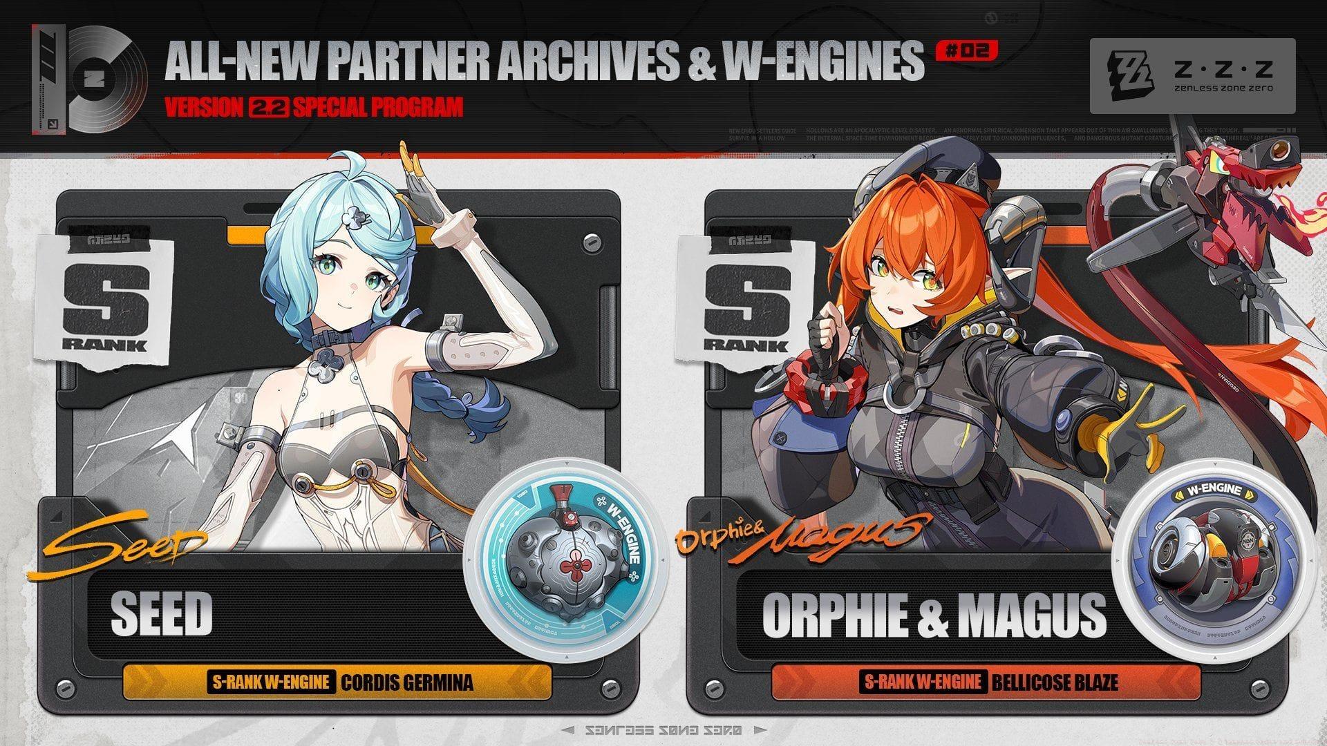 Image featuring Zenless Zone Zero 2.2 characters and W-Engines