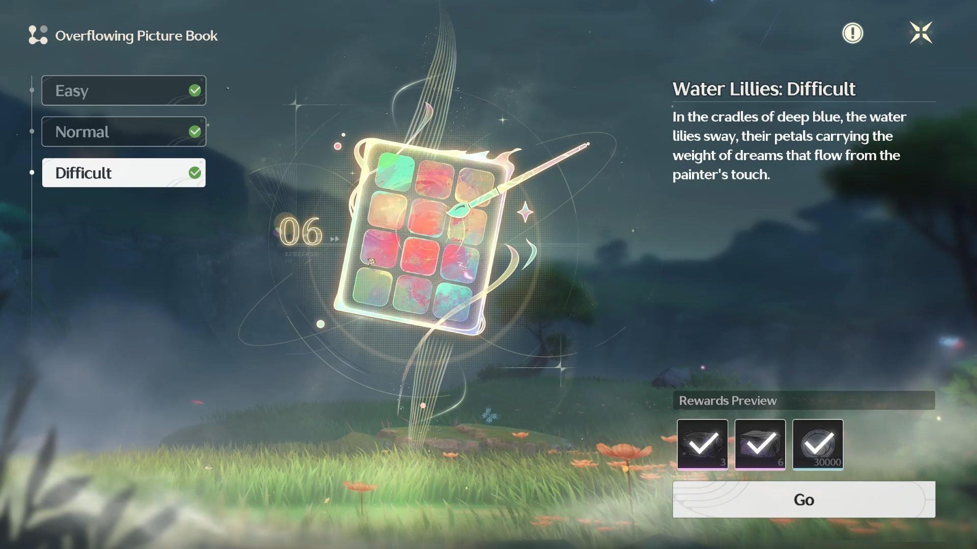 Overflowing Picture Book Day 6 - Water Lillies guide (Image via Kuro Games)