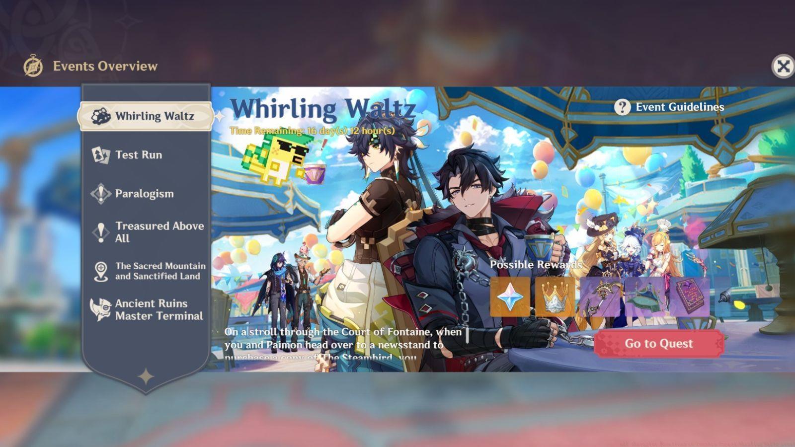 Here are the locations of all characters in the Whirling Waltz event quest