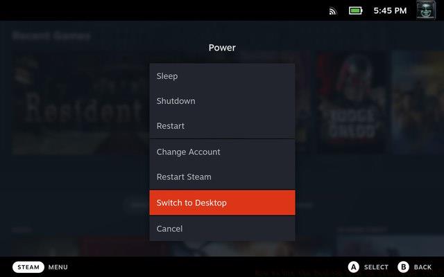 Steam Deck Switch to Desktop Mode Option
