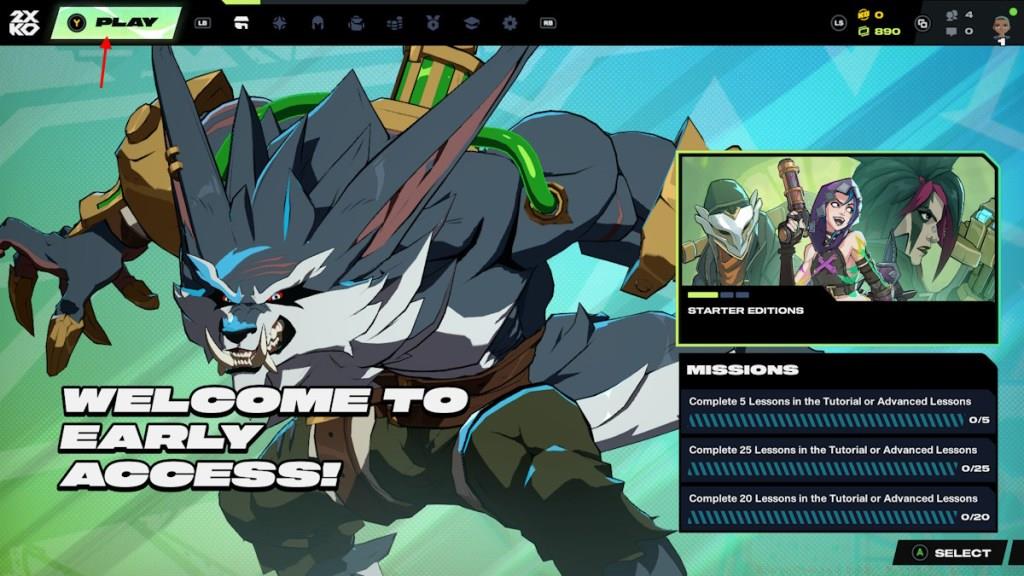 2XKO Play button main menu