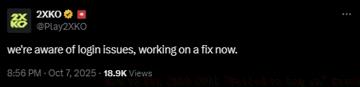 2XKO login issues X post