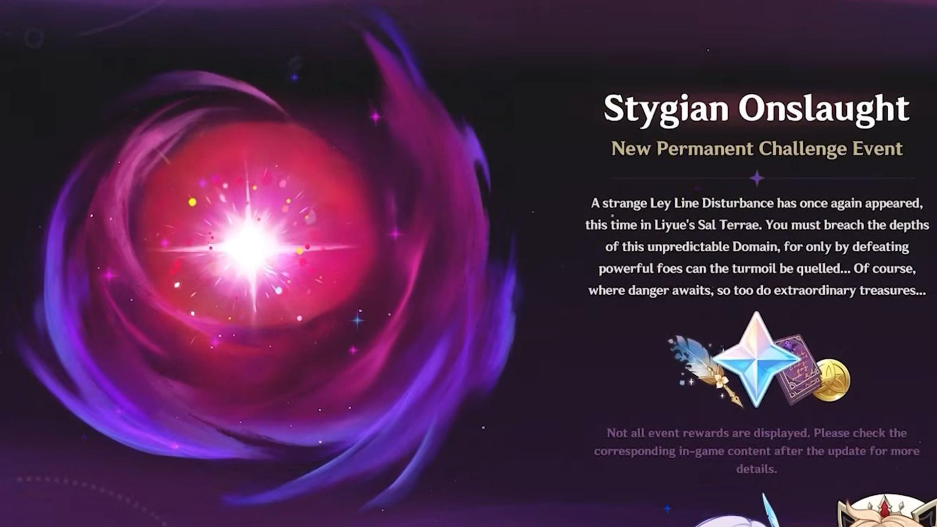 Details for the upcoming permanent gameplay mode Stygian Onslaught (Image via HoYoverse)