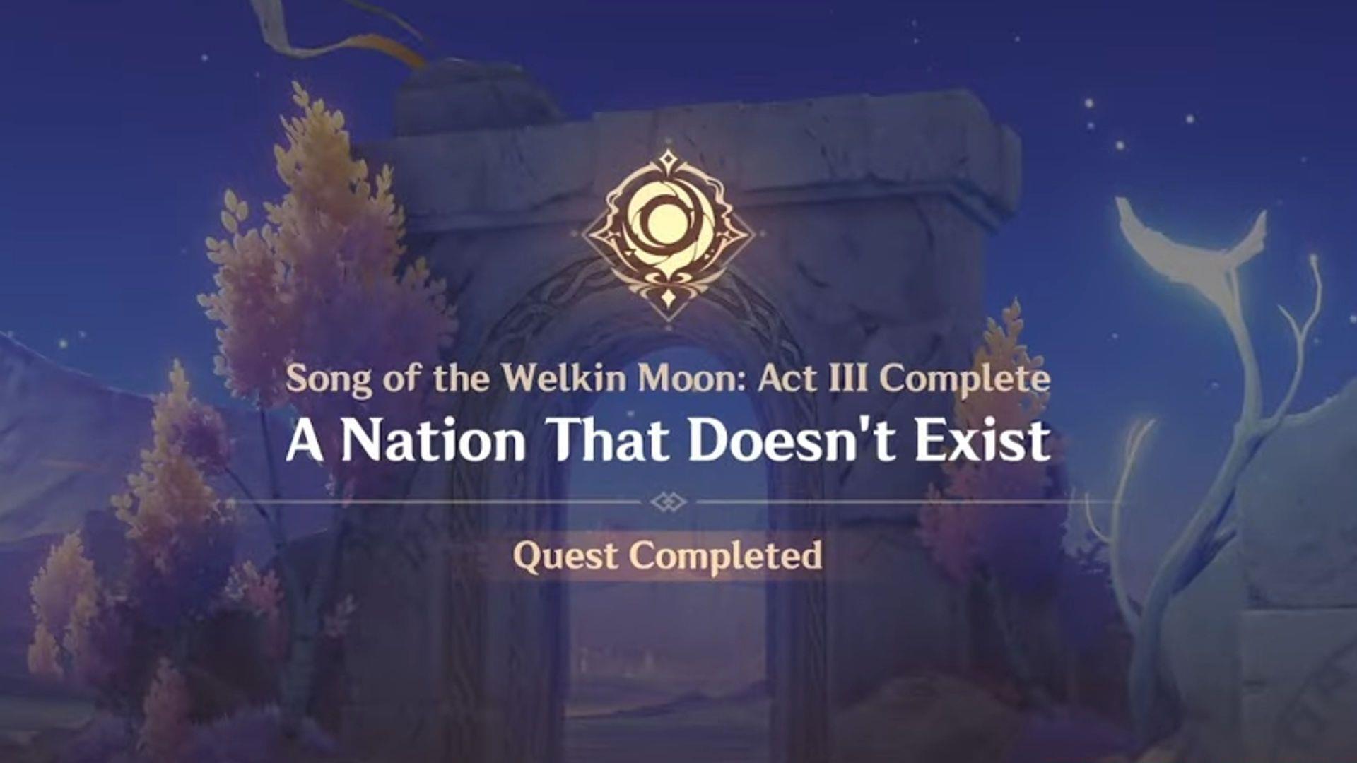 Completion of Song of the Welkin Moon Act III in Genshin Impact (Image via HoYoverse)