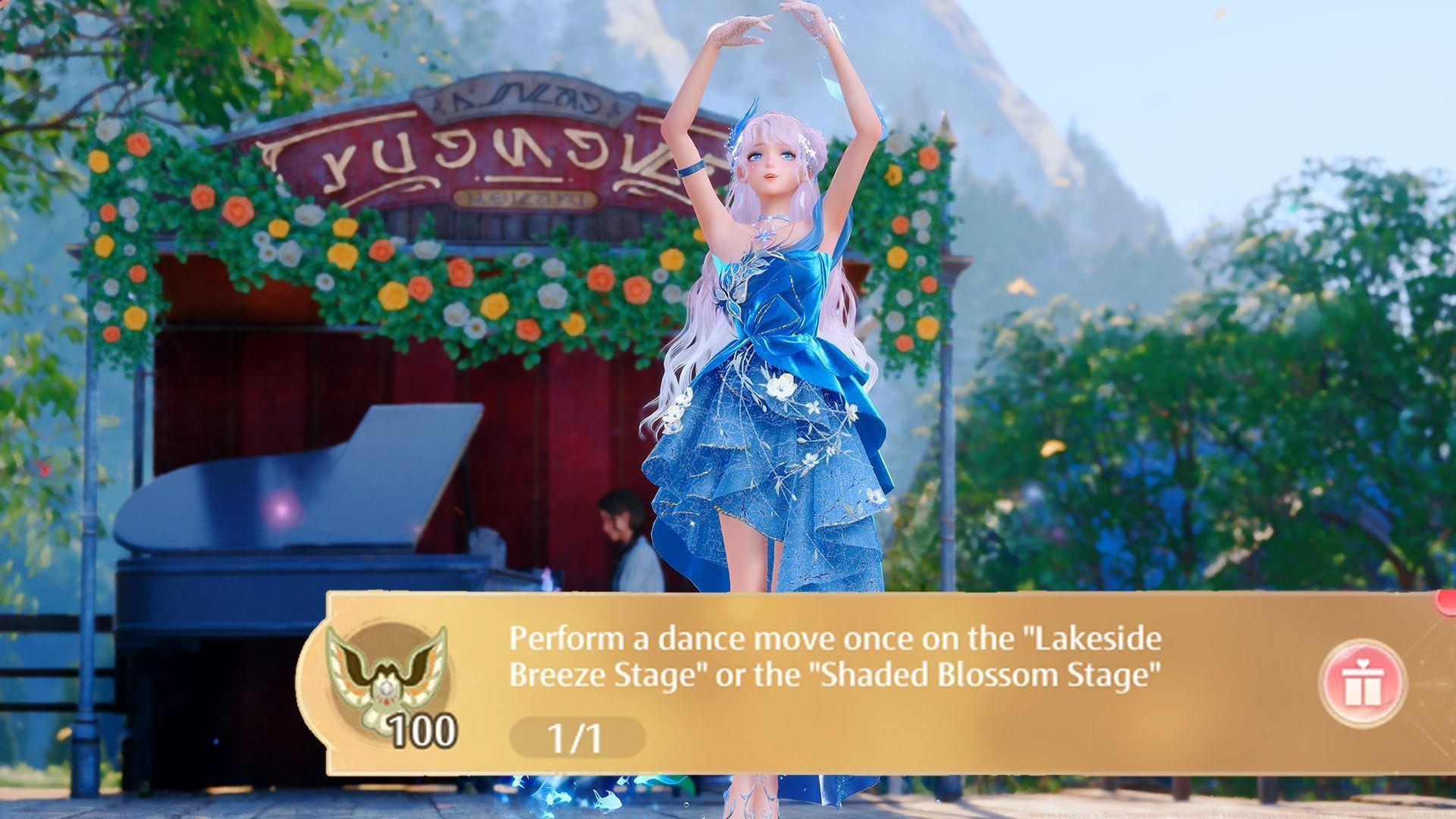 Guide on performing a dance move at the Lakeside Breeze Stage (Image via Sportskeeda Gaming/Infold Games)