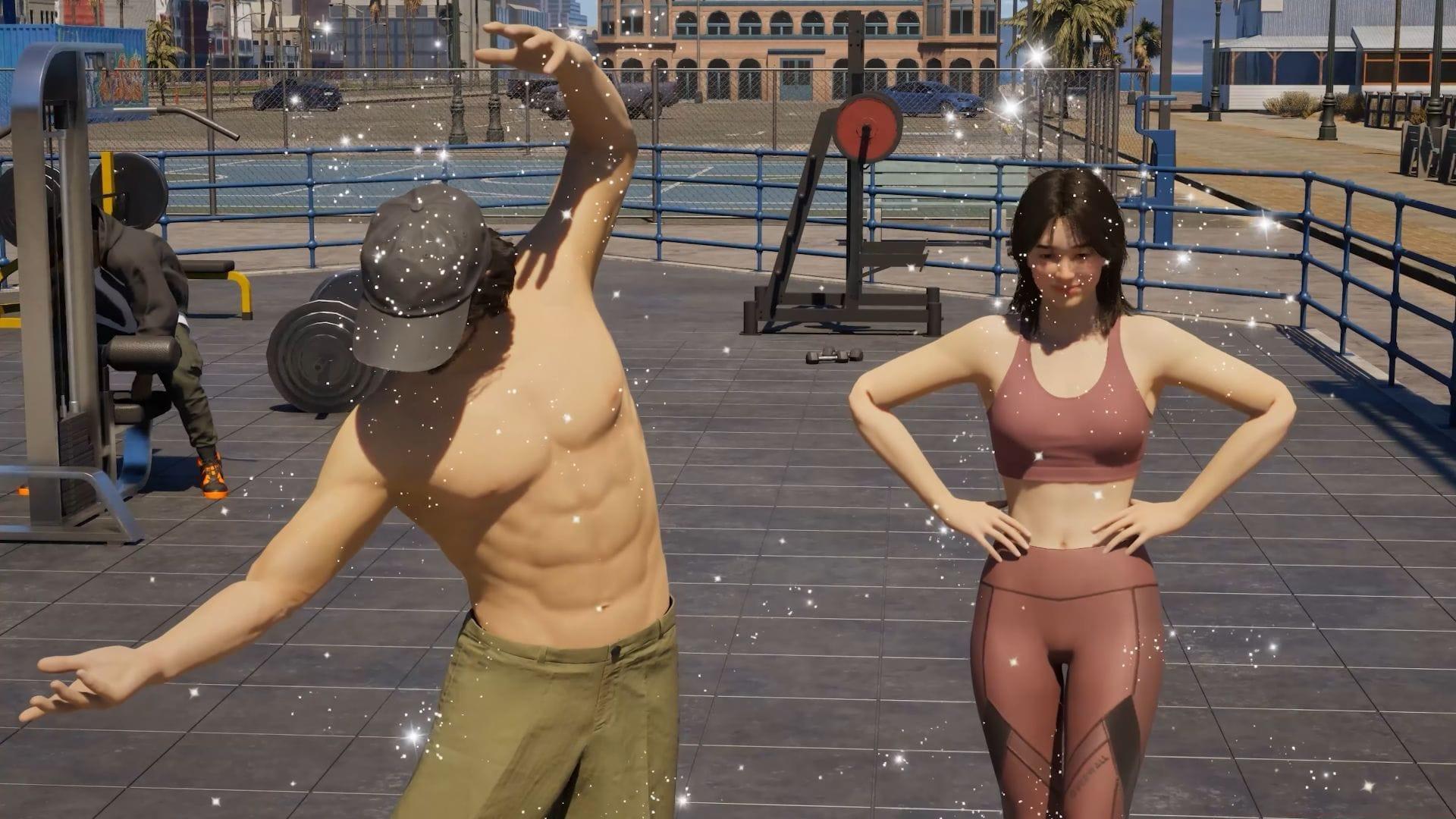 Two Inzoi characters working out