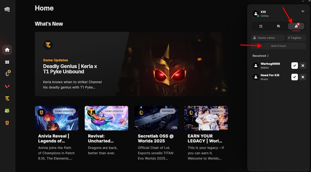 Add friends in Riot Client