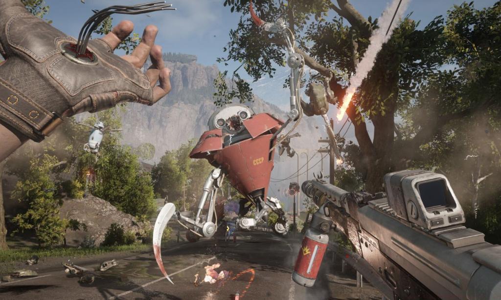 Fighting a machine in Atomic Heart games like fallout