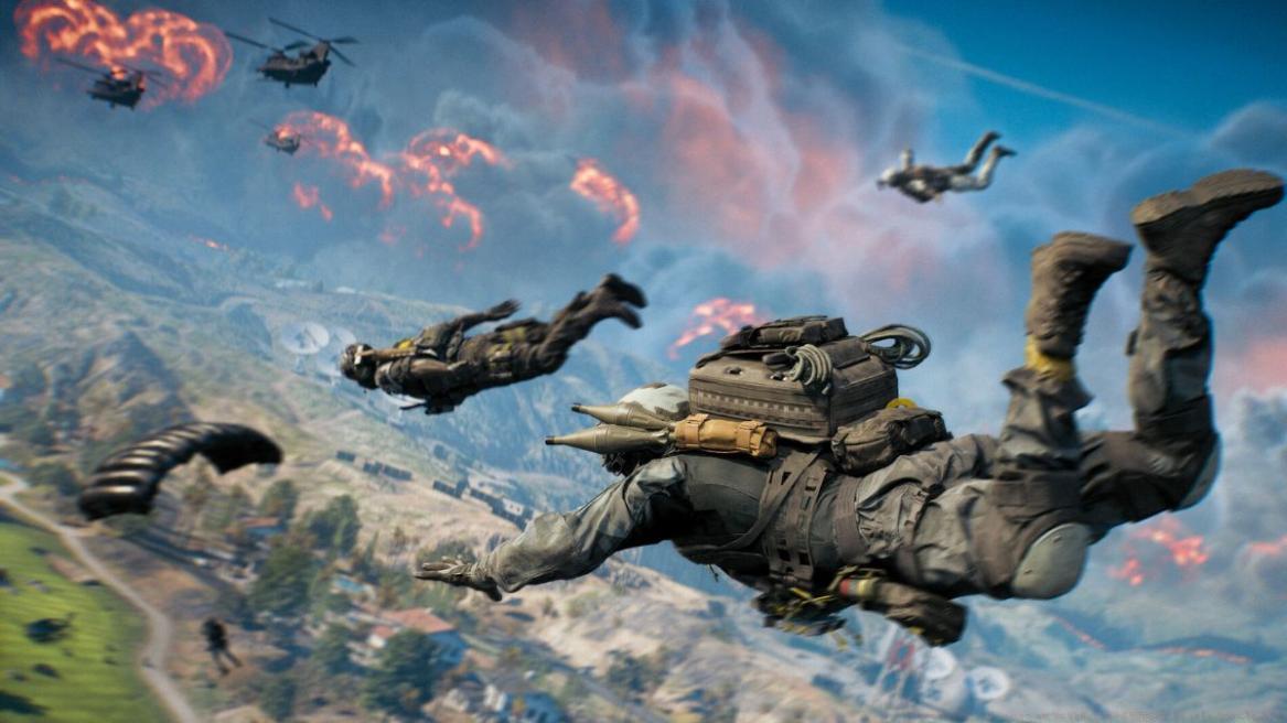 Soldiers gliding through the air in BF6 Battle Royale