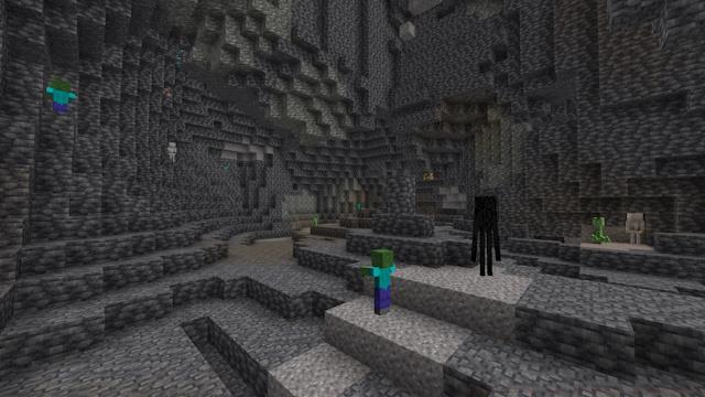 Exploring Deepslate level caves to find diamonds in Minecraft