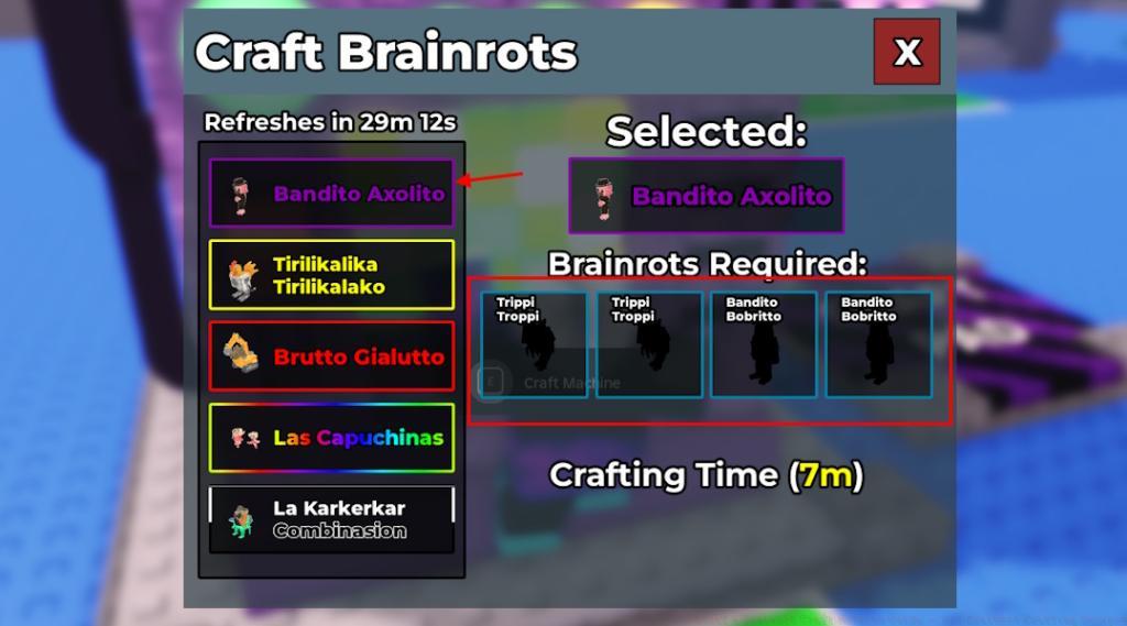 Brainrot crafting recipes
