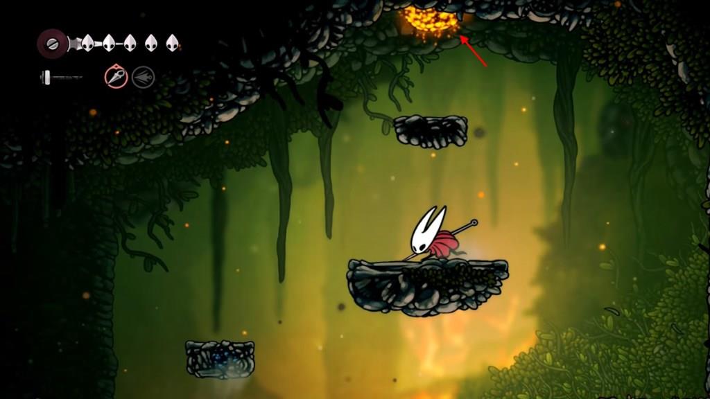 Break Orange Node to find hidden path in Silksong Dash ability area