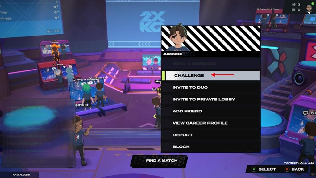 Challenge players in 2XKO public lobby