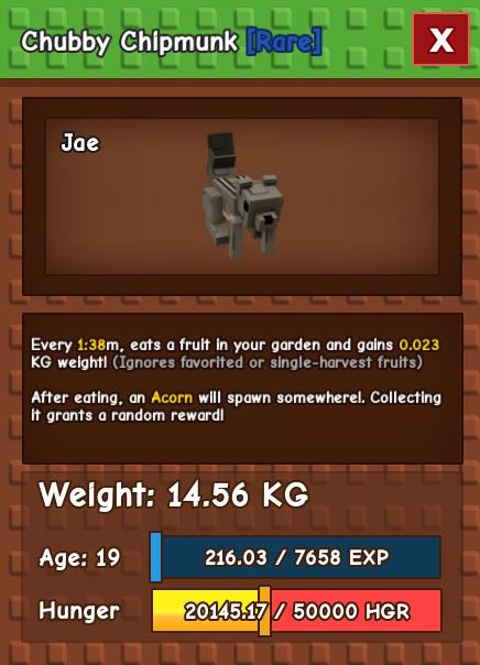 Chubby Chipmunk Passive Trait Grow a Garden