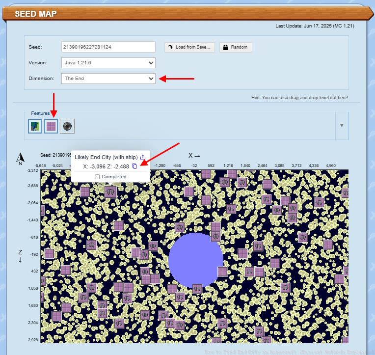 Chunkbase End City finder Minecraft