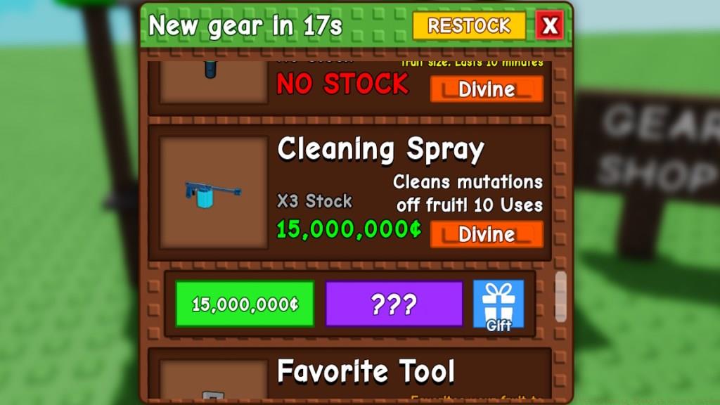 Cleaning Spray in Grow a Garden Gear Shop