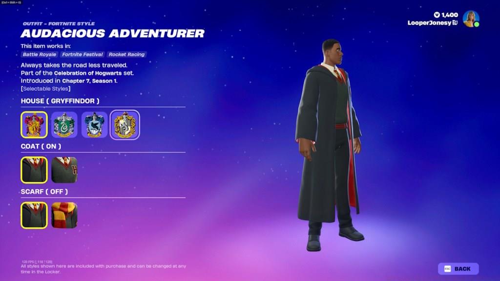 Customize Harry Potter skins Fortnite