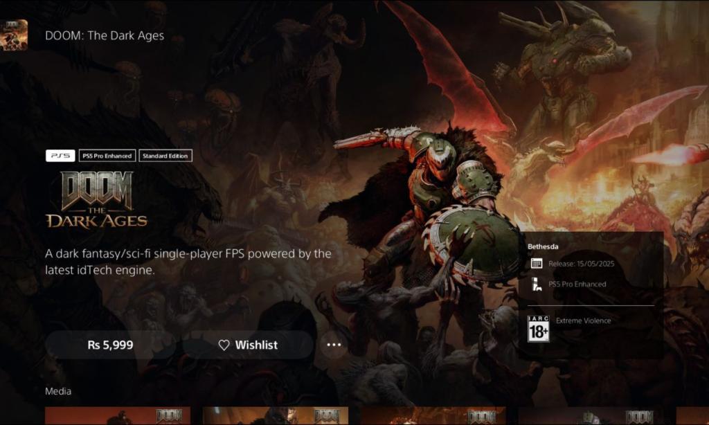 Doom The Dark Ages PS Store Page