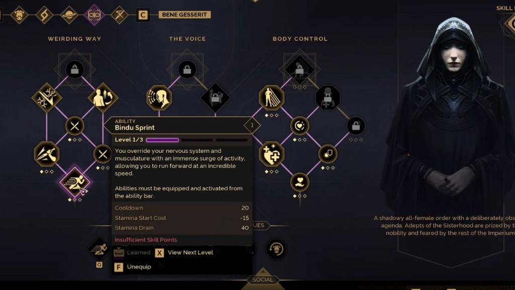Bene Gesserit Skill tree in Dune Awakening 