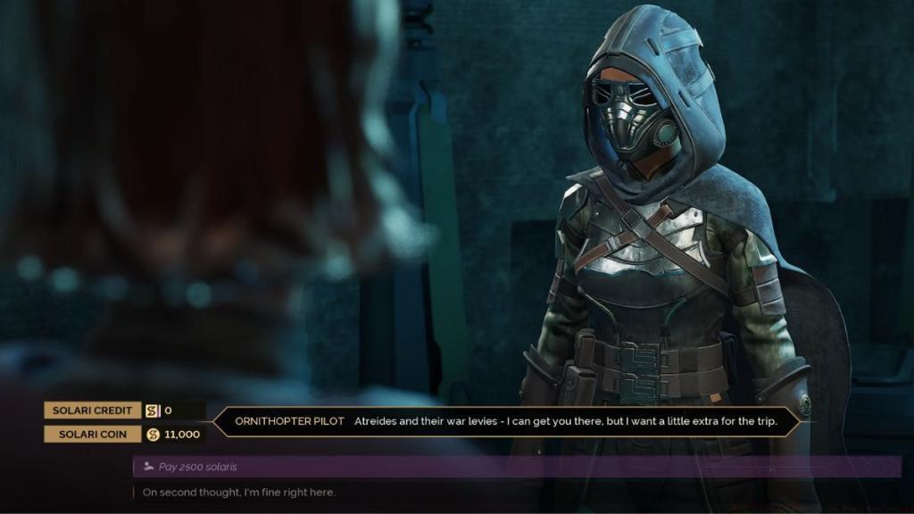 Talking to Ornithopter pilot in Dune Awakening