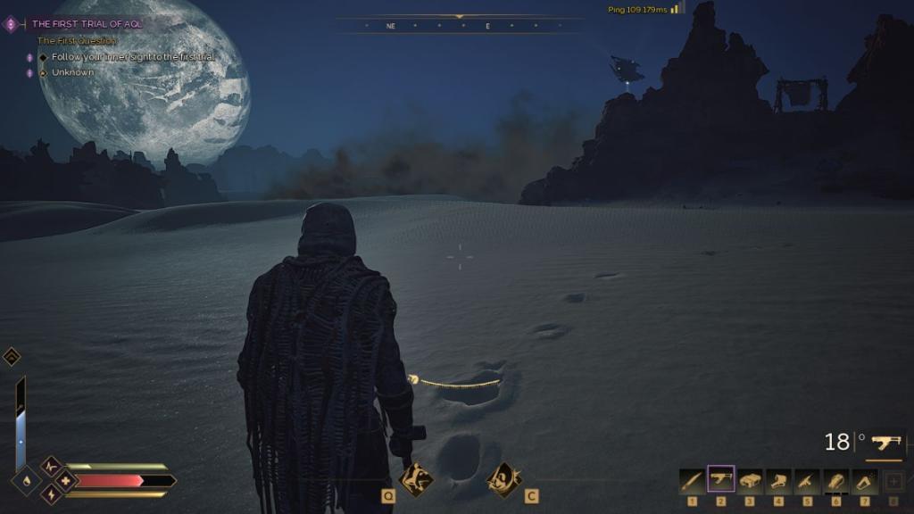 Sandworm sifting through the sand in Dune Awakening 