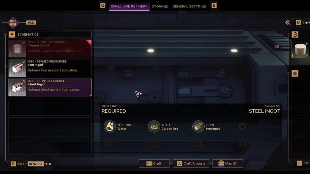 Steel Ingot Recipe in Dune Awakening