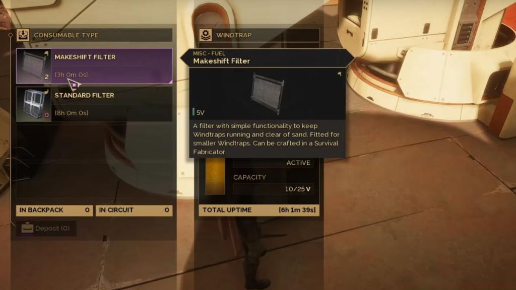 Dune Awakening Windtrap Menu