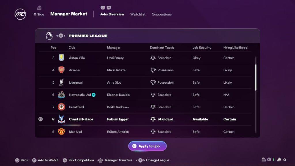 EA FC 26 Manager Market Menu