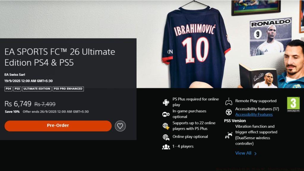 EA FC 26 PS5 Store Page