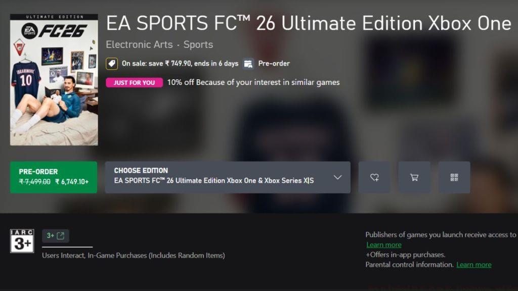EA FC 26 Xbox Store Page