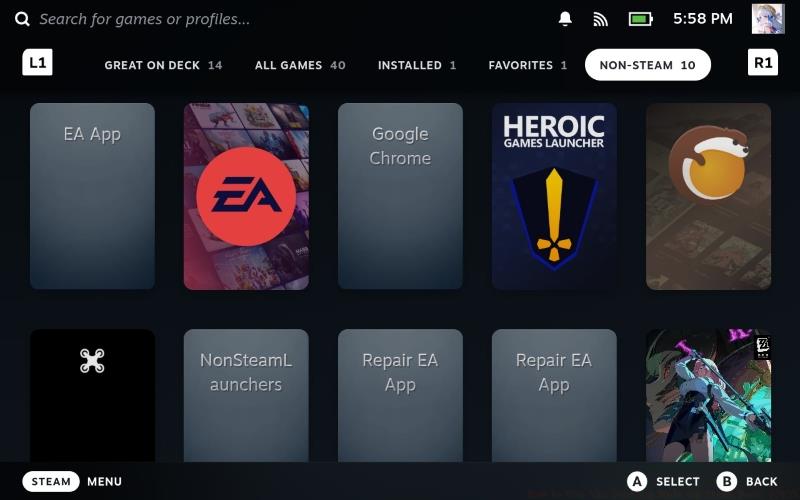 Ea-launcher in nonsteam games steam deck