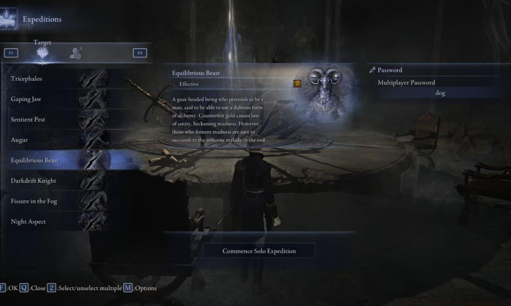 Expedition select menu in Elden Ring Nightreign