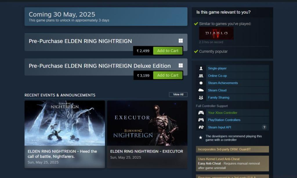 Elden Ring Nightreign Steam Store page