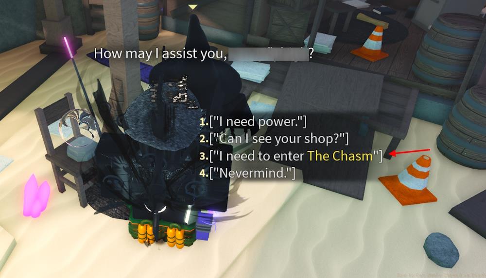 Enter Chasm option Fisch