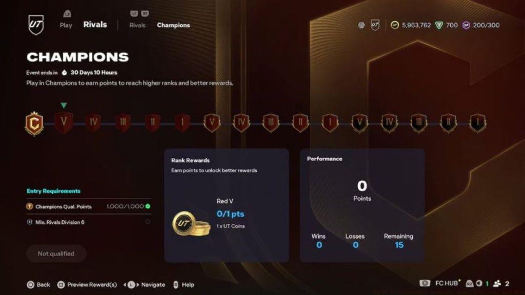 FC 26 Champions Menu