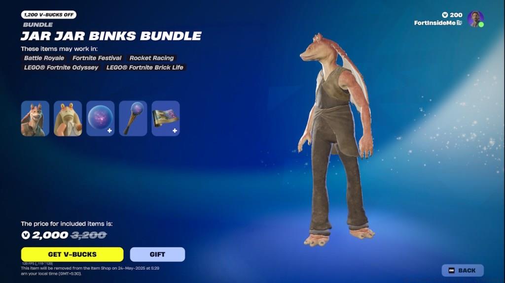 Fortnite Jar Jar Binks Skin Buy option