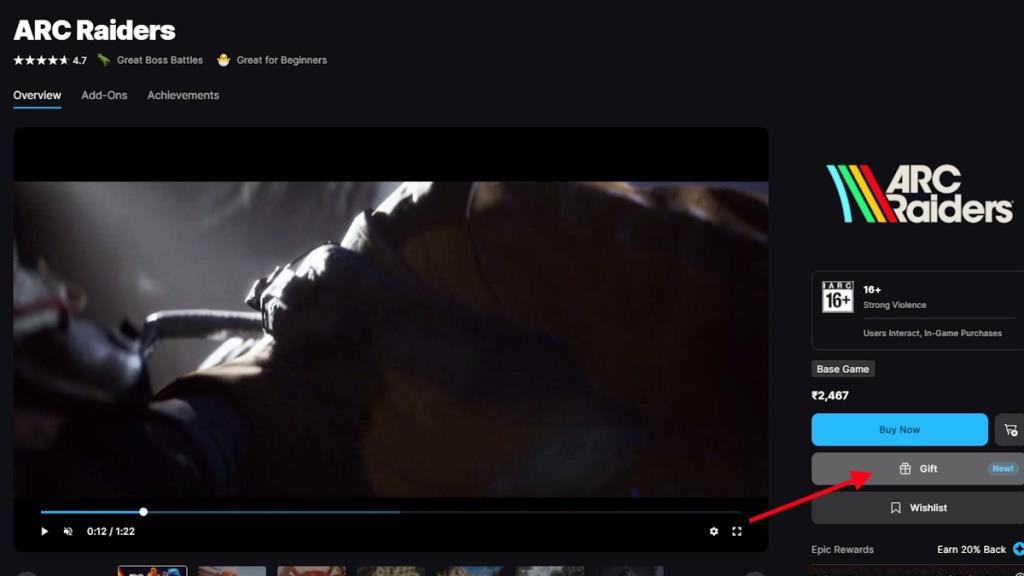 Gift games on Epic Games