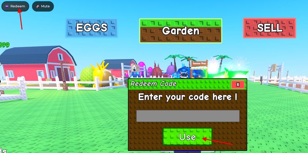 Grow An Egg redeem codes option
