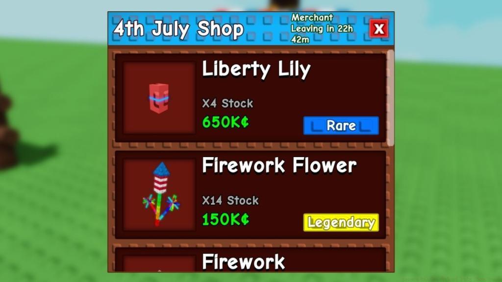 Grow a Garden 4th July shop