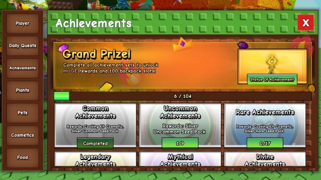 Grow a Garden Achievements