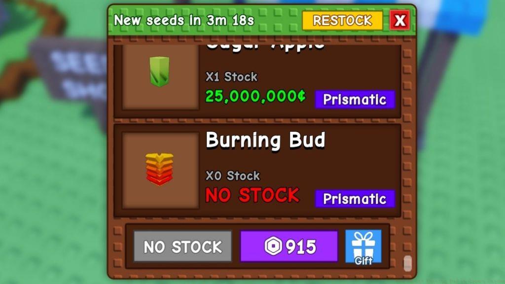 Grow a Garden Burning Bud Seed Shop