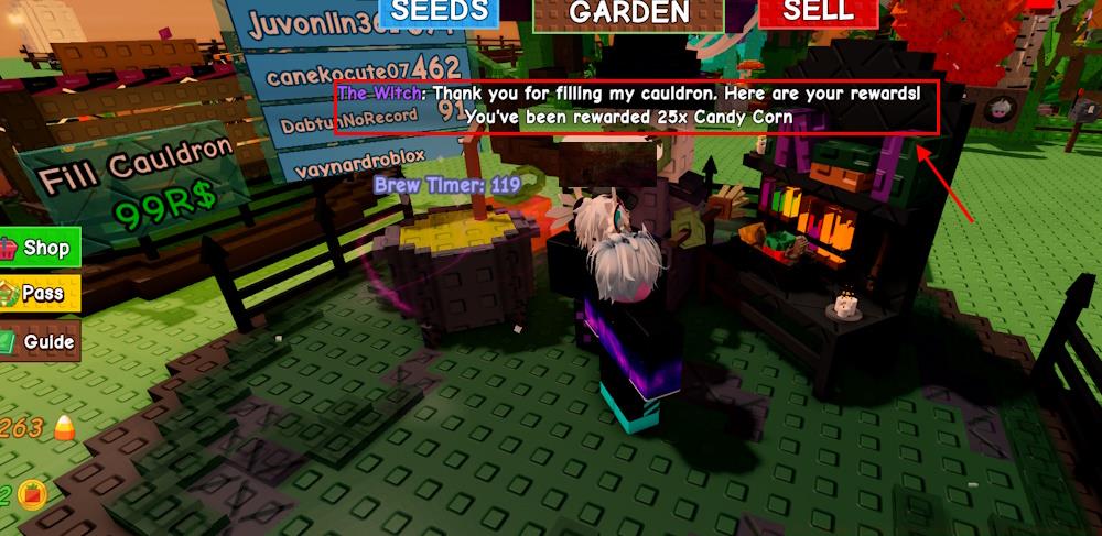 Grow a Garden Cauldron leaderboard Witch NPC Halloween