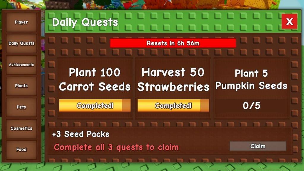 Grow a Garden Daily Quests