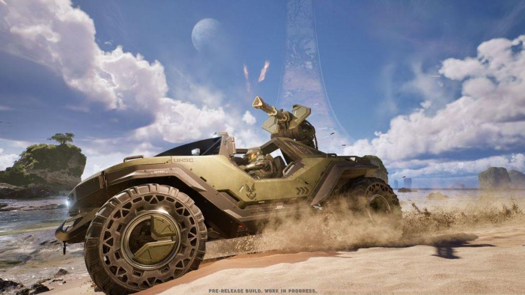 Master Chief driving a Warthog in Halo: Campaign Evolved