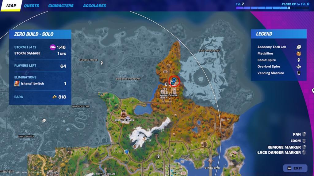 Haylee location in Fortnite map