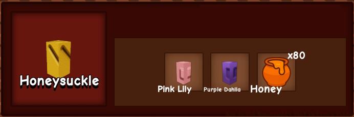 Honeysuckle ingredient in crafting station
