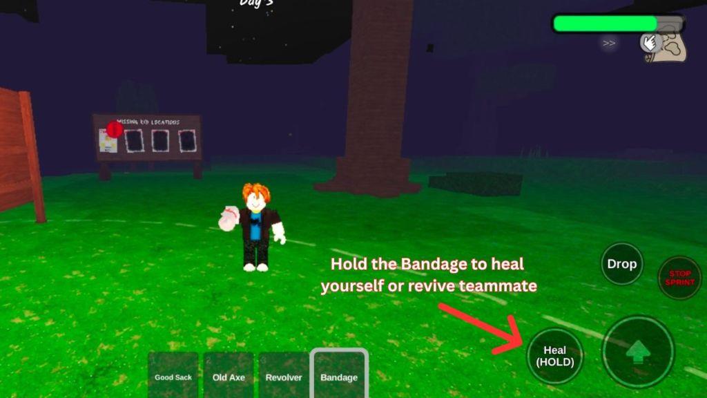 How to use a Bandage in 99 Nights in the Forest