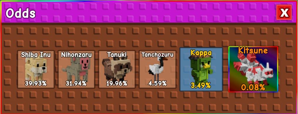 Kitsune chances in Zen Egg