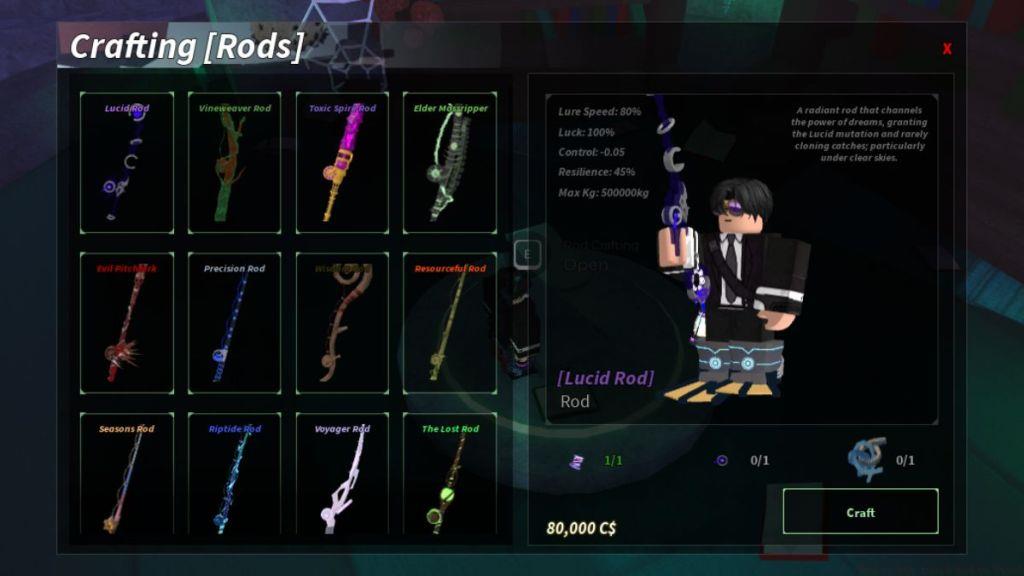 Lucid Rod Crafting Ingredients