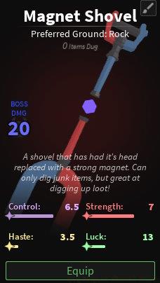 Magnet Shovel stats in Dig